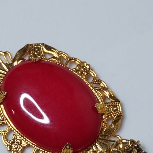 Vintage Red Pendant Necklace 23.5 Inches - Picture 9 of 15